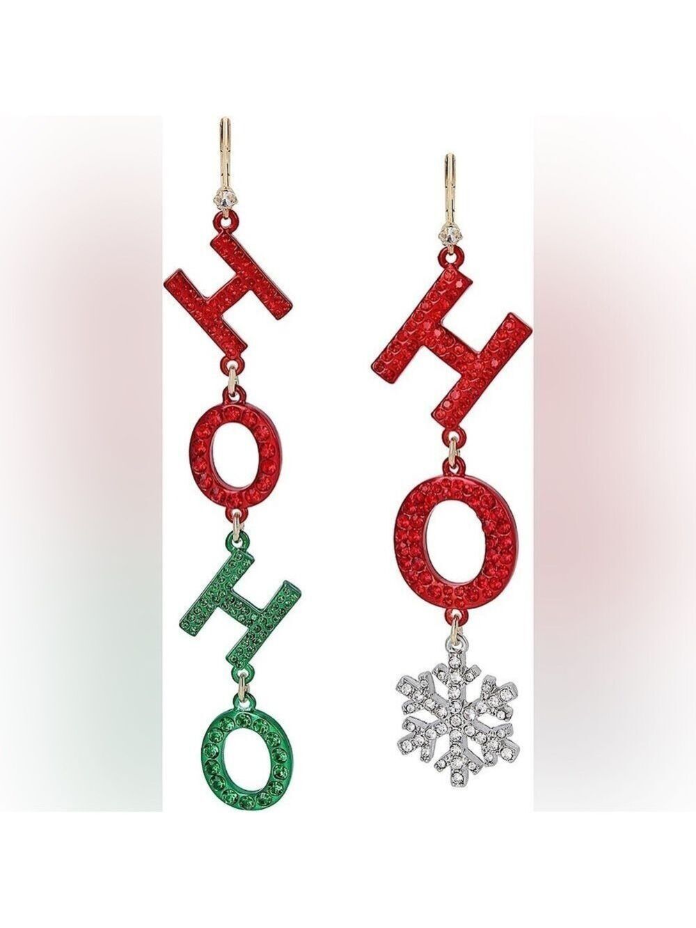 Betsey Johnson Christmas Ho Ho Ho Snowflake Earrings New